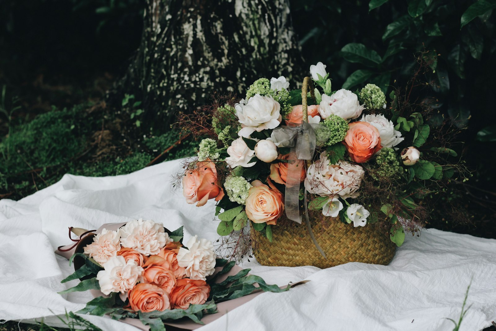 Serene white sympathy tributes