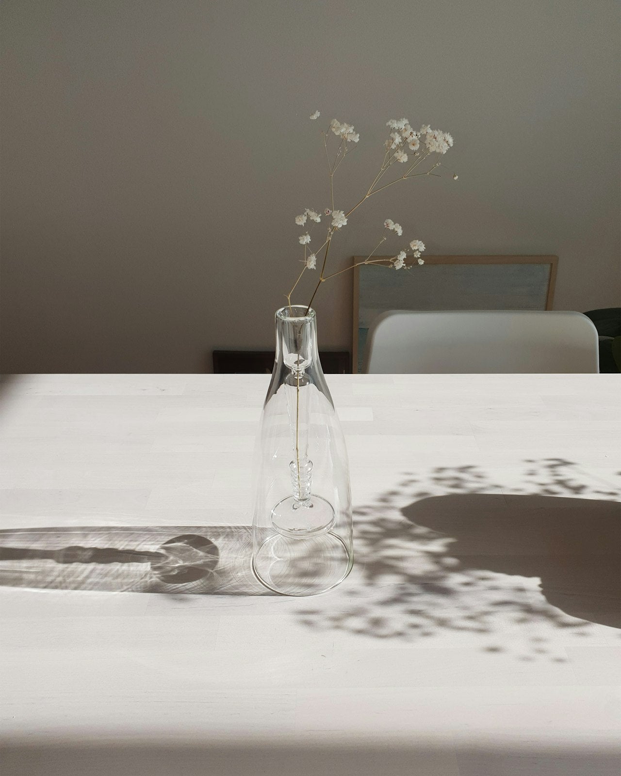 Hand-blown clear glass vase